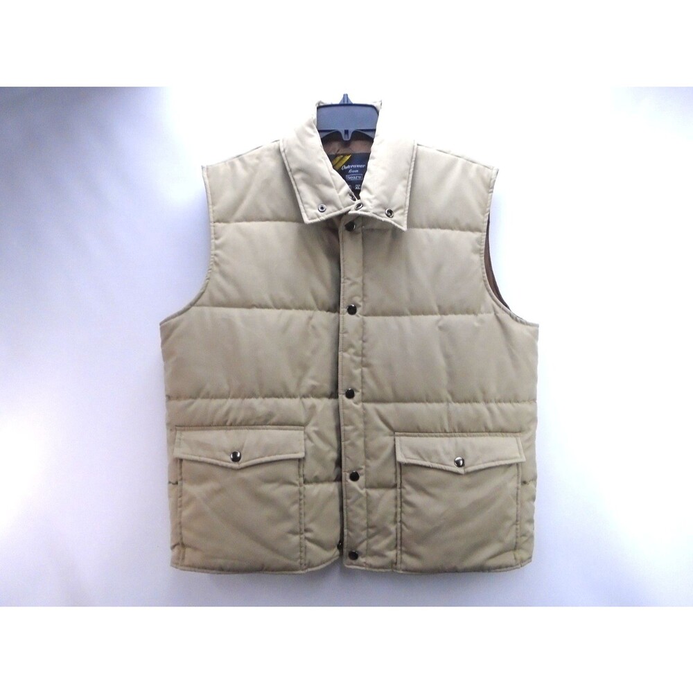 Vintage Sears Outerwear Mens Puffer Vest Size XL Tan insulated Front Snap Korea